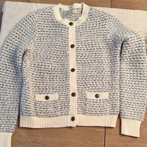 LOFT black and Cream Textured Cardigan